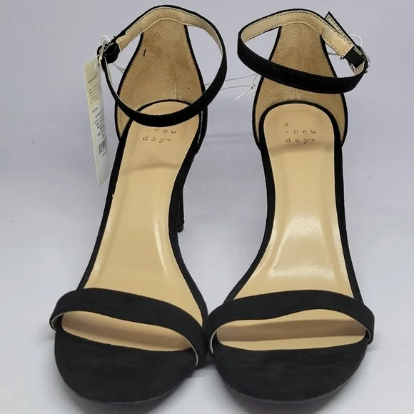 Women's Gillie Microsuede Stiletto Heeled Pump Sandals - A New Day Black 8.5 - Picture 4 of 9